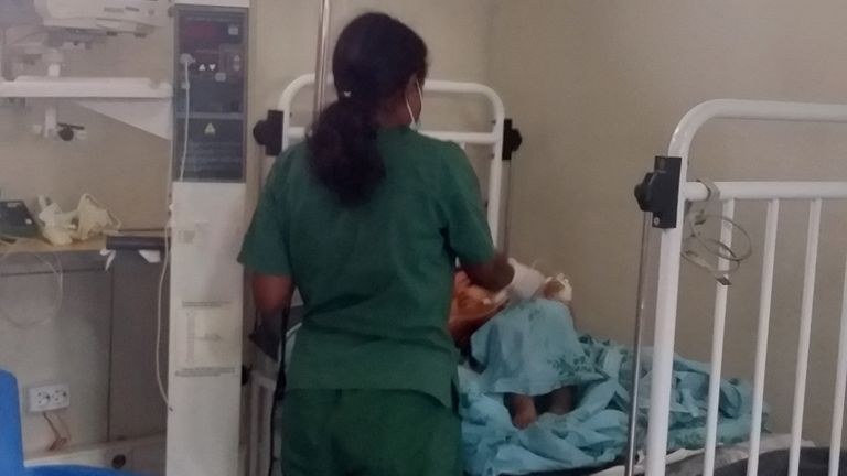 A baby injured in the airstike is treated at the Ayder Referral Hospital in Mekelle