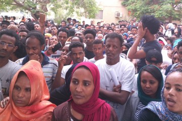 Eritreans demonstrating in Cairo, 2018