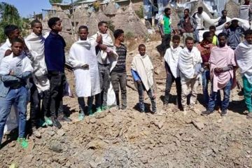 Explosion from missile or drone, Mekelle