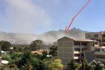 Explosion from missile or drone, Mekelle