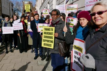 Demonstration by Jewish and Eritrean activists against Israeli deportations outside Rwandan embassy London