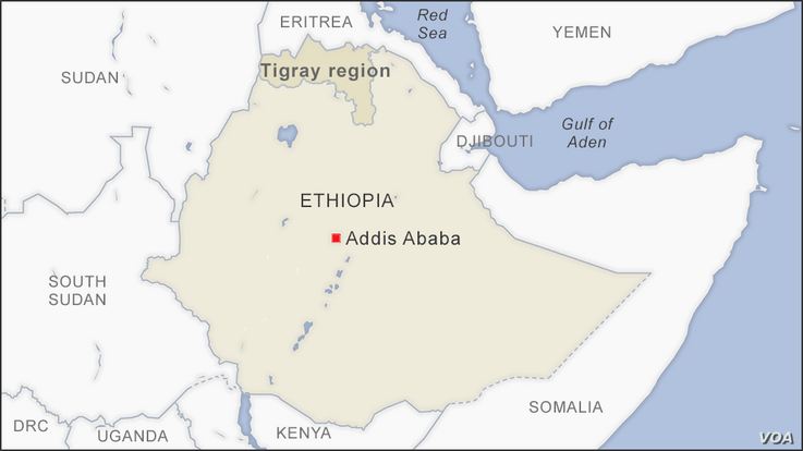 Map of Tigray region Ethiopia