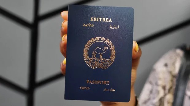 A person holds a passport of Eritrea