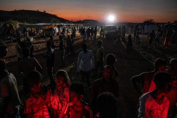 Tigrayans who have fled the conflict in Ethiopia seeking shelter at a camp in Qadarif in eastern Sudan.