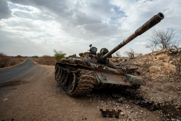 A destroyed tank in Ethiopia’s Tigray region last month.